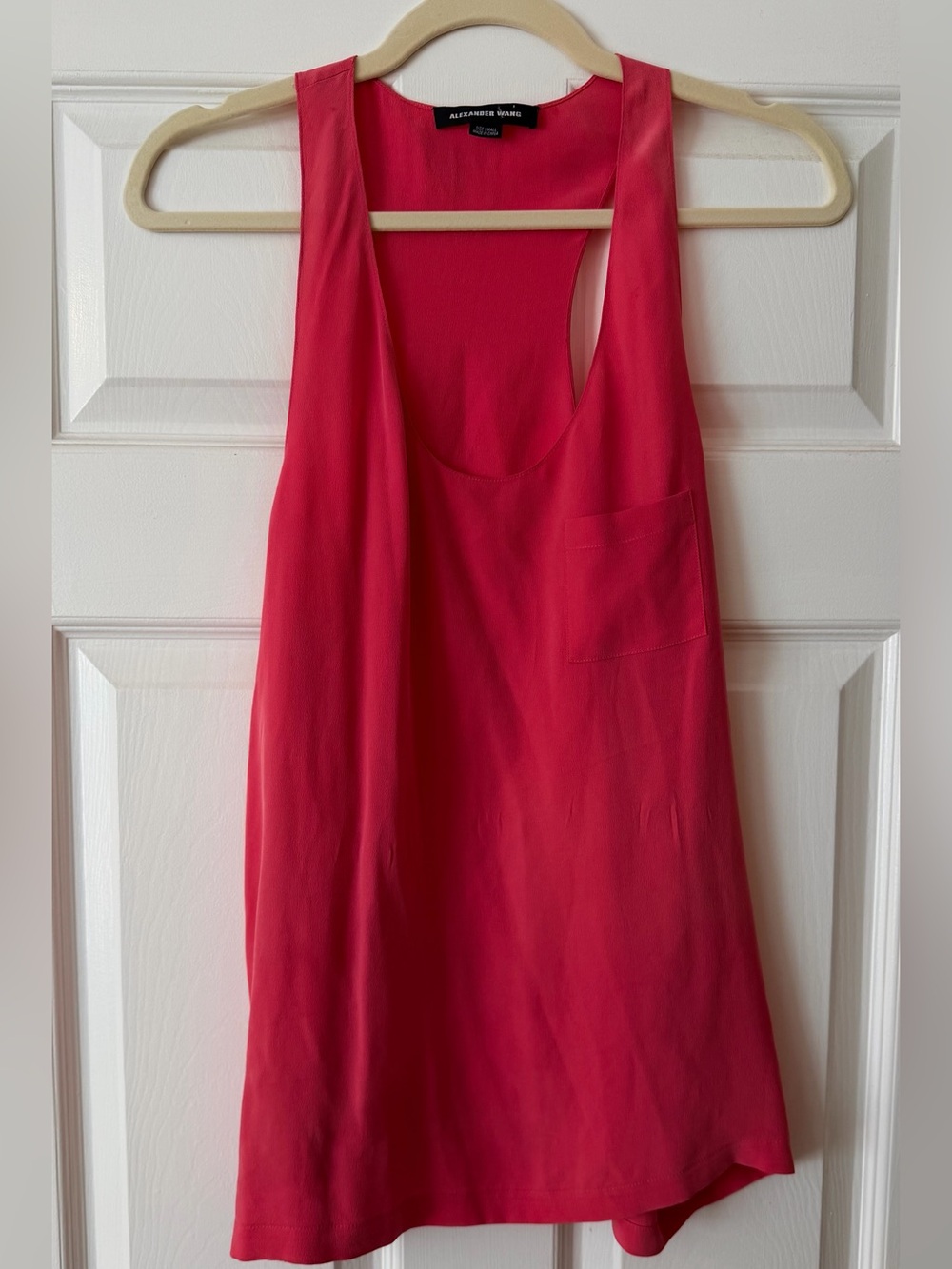 Alexander Wang 100% Silk Racerback Tank Top Pink Size Small - Picture 2 of 5
